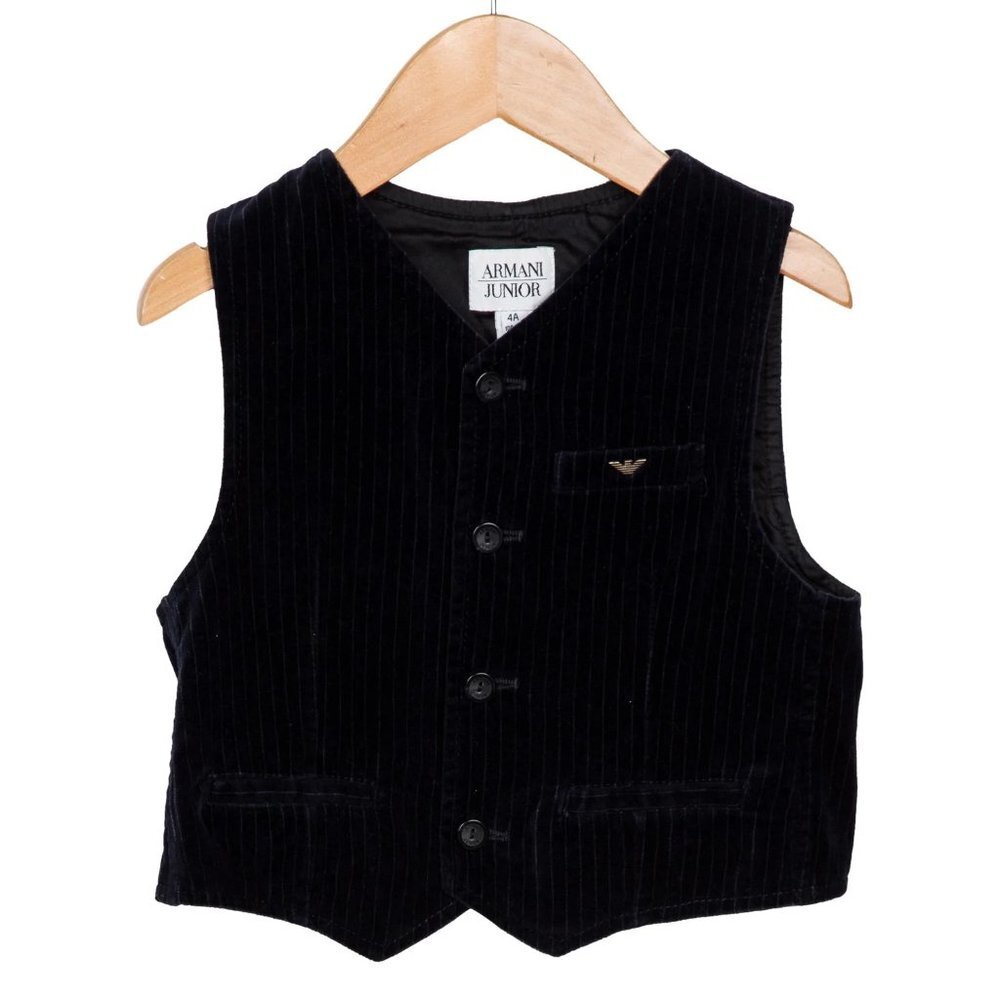 Armani Junior Boys' Velvet Button‎ Up Vest Size 4T